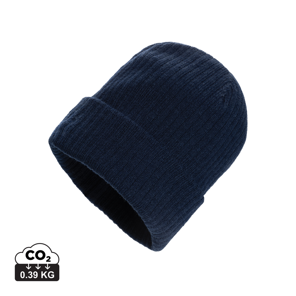 Bonnet avec revers publicitaire Polylana® Pryor Bleu marine